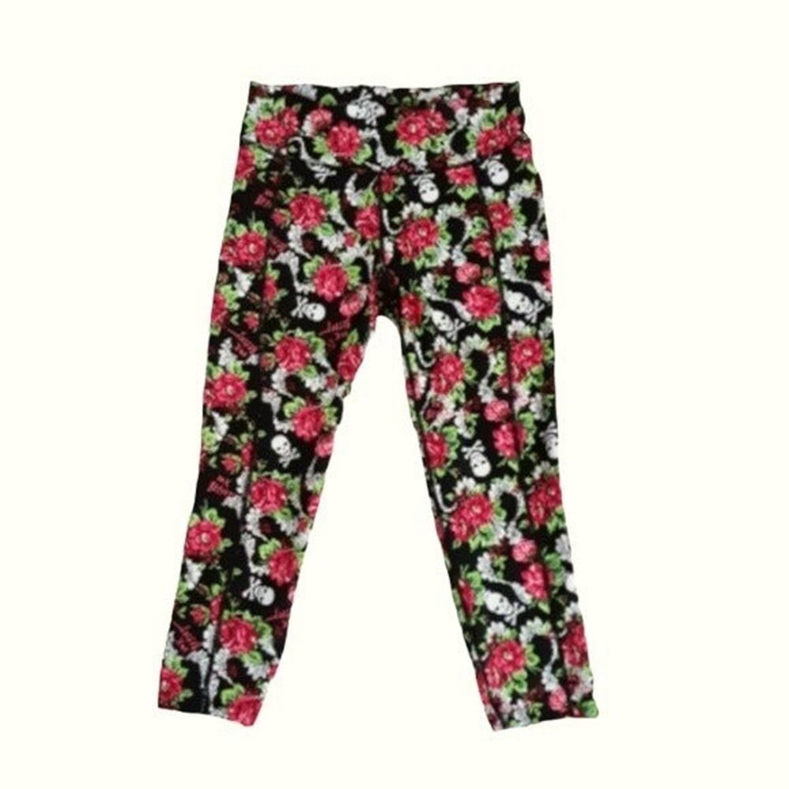 Betsey Johnson Skull And Roses Active Leggings SZ M