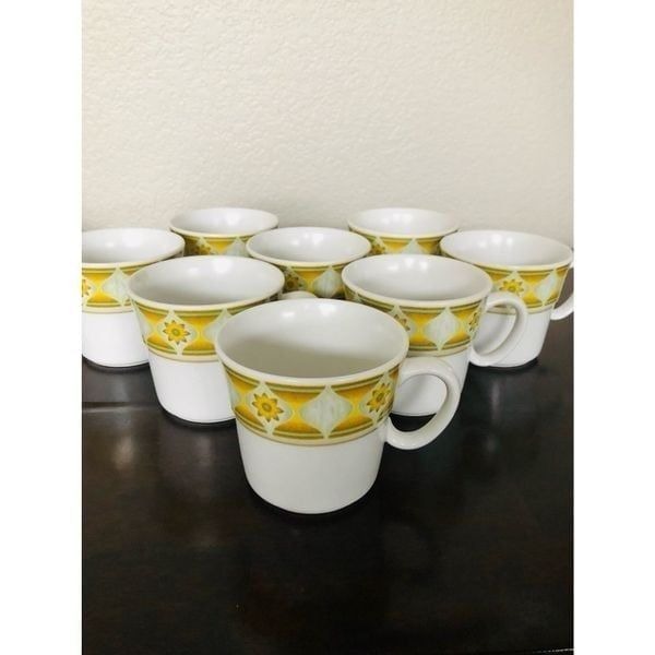 Vintage Noritake 8-pc Progression Sunglow Coffee Mugs Cups Set