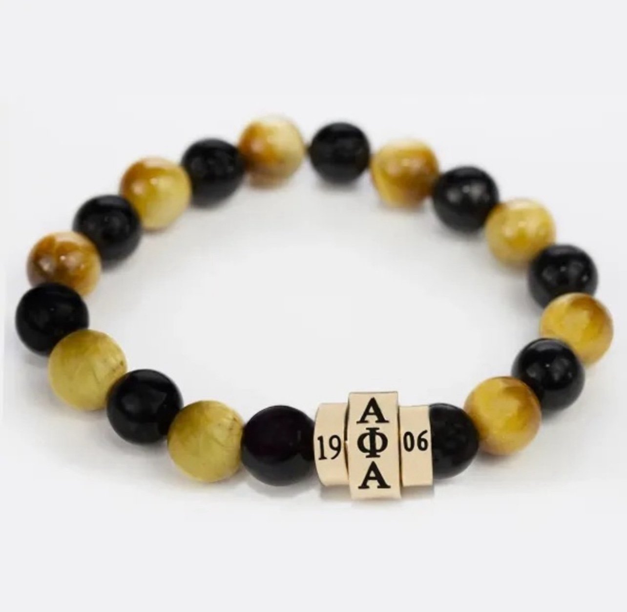 Alpha Phi Appha Natural Stone Bracelet Black and Gold
