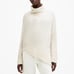 ALLSAINTS Lock Roll Neck Relaxed Fit Cream Wool/Yak Blend Asymmetric Hem Medium