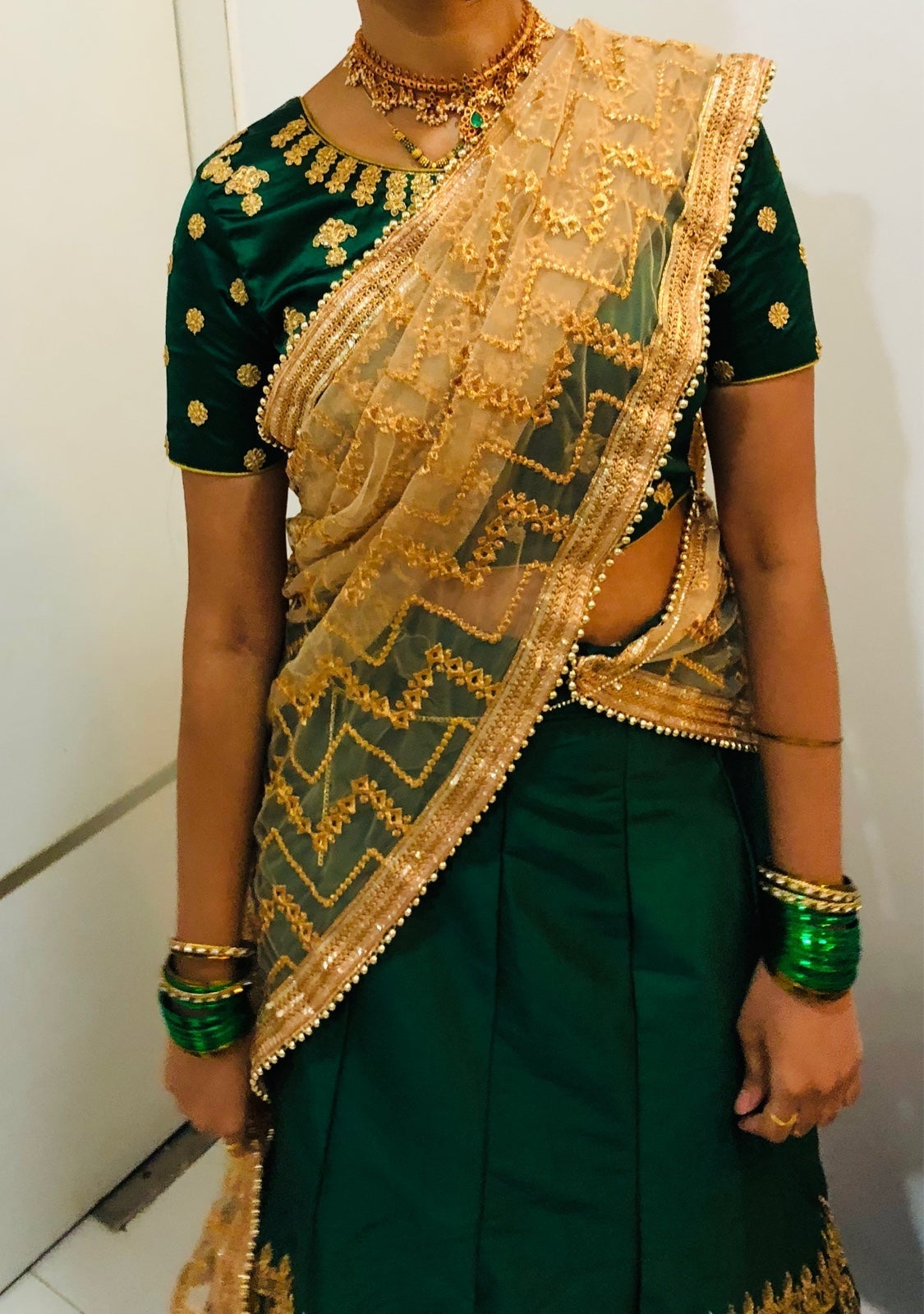 Dark green lehenga