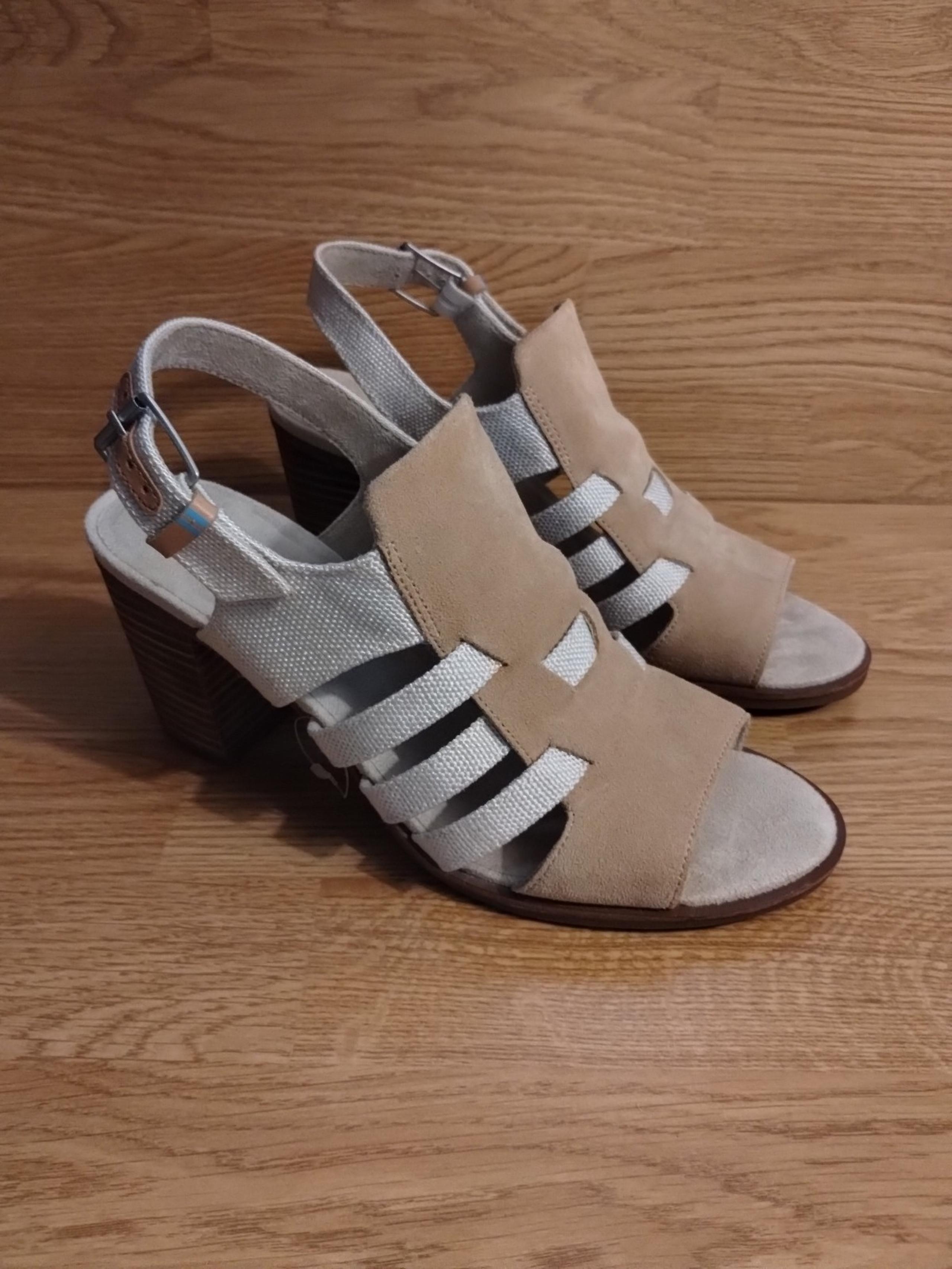 Toms Majorca Womens Woven Suede Canvas Heels Sandals Honey Suede Yarn Dye 9.5