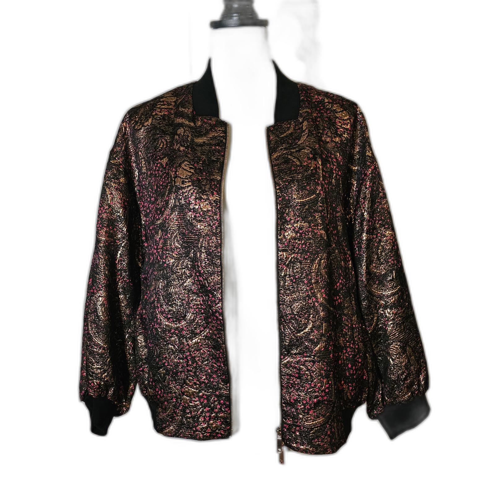 Lafayette 148 Metallic Floral Bomber Jacket