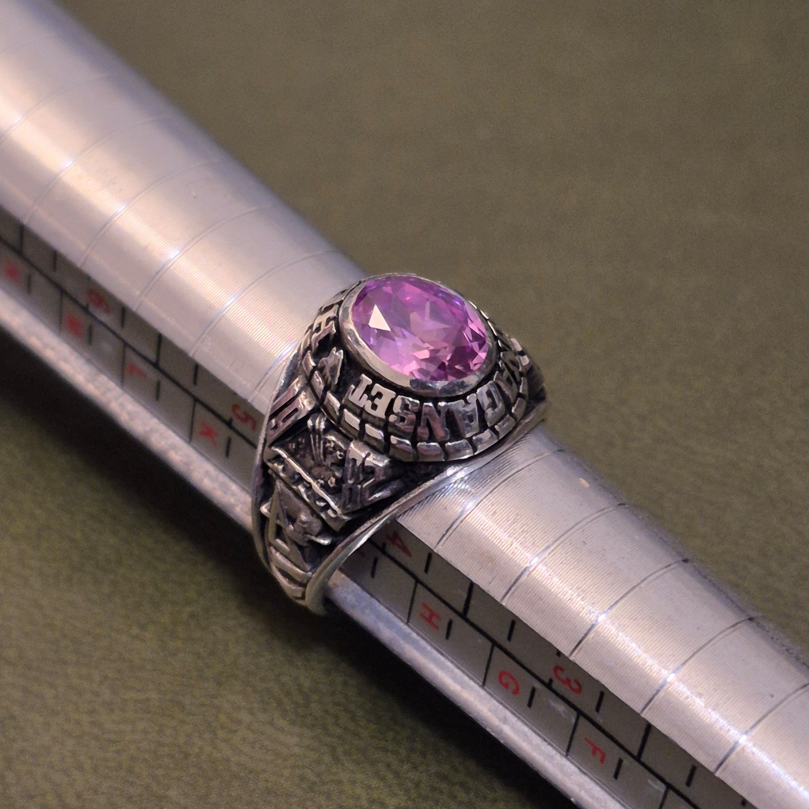 Balfour Sterling Silver 1982 Ponaganset High School Class Ring Purple Spinel