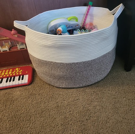 Cotton Rope Basket 21.7 x 21.7 x 13.8 Woven Baby Laundry Blanket Basket