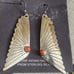 New coral sterling silver long dangle earrings. Native American handmade. Still