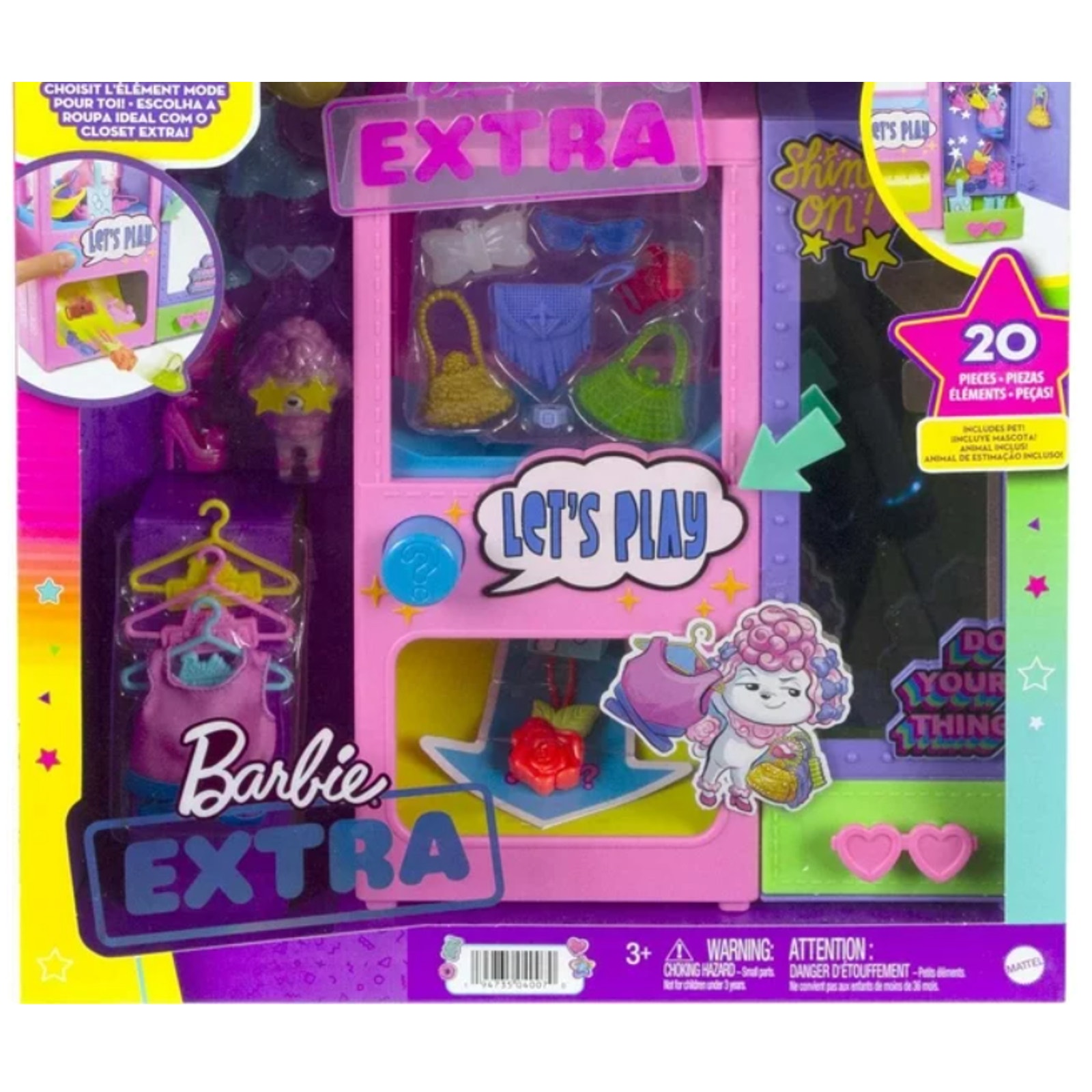 Barbie Extra Surprise Fashion Playset--20 Pieces Including Poodle NWT