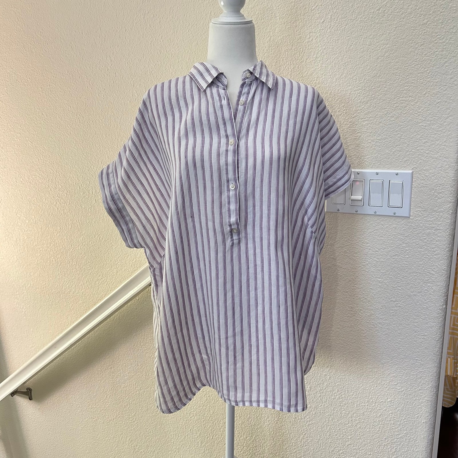 Lauren Ralph Lauren Linen Women’s XL Purple Collar Long Sleeve Button Up Shirt