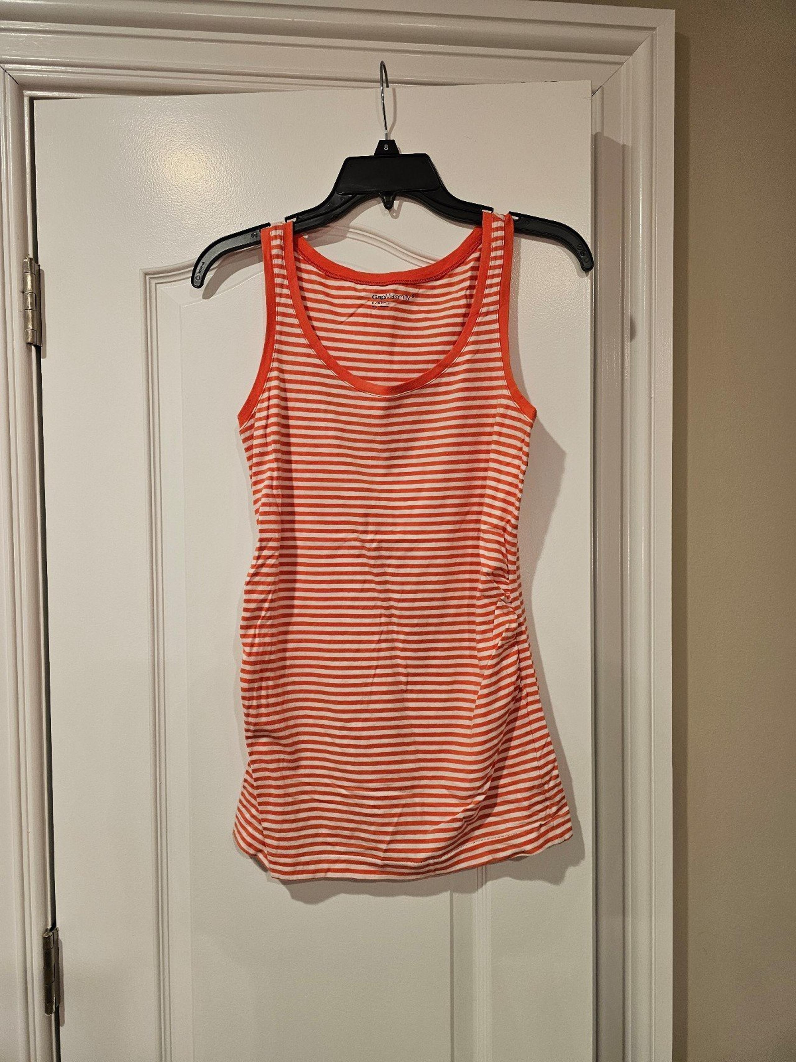 GAP Maternity Pure Body Striped Tank Top Size Small orange and white