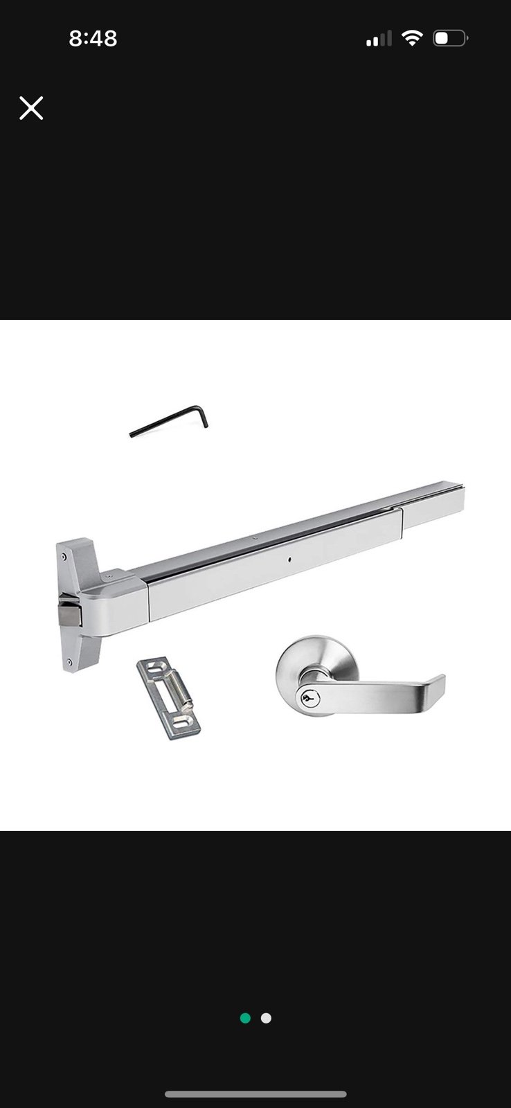 Dynasty Hardware Push Bar Panic Exit Device Aluminum, with Exterior Lever
