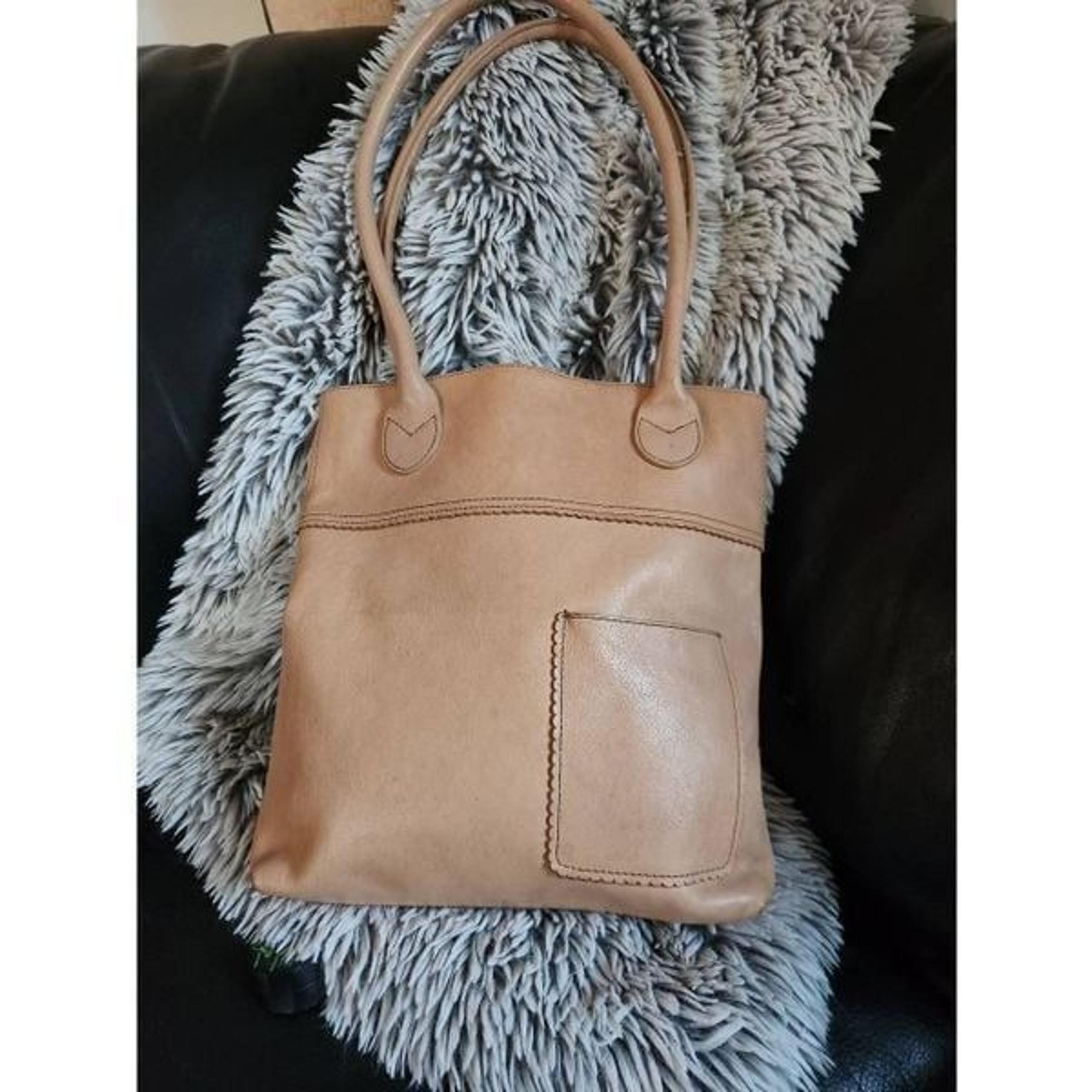 Light Tan Leather Bucket Bag Tote 2 Straps Shoulder Purse - J. Jill