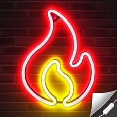 Flame Neon Sign -Red Yellow Flame Led Light Sign for Wall Decor