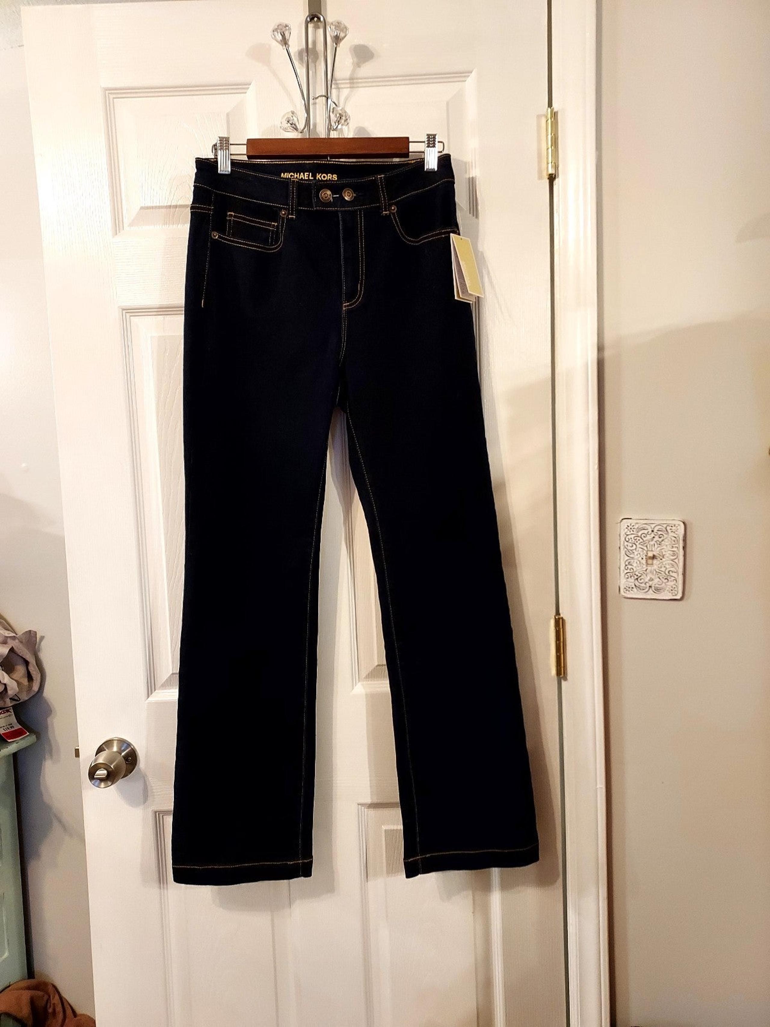 Michael Michael Kors Dark Wash Cropped Wide Leg Jeans in New Midnight sz 6 NWT