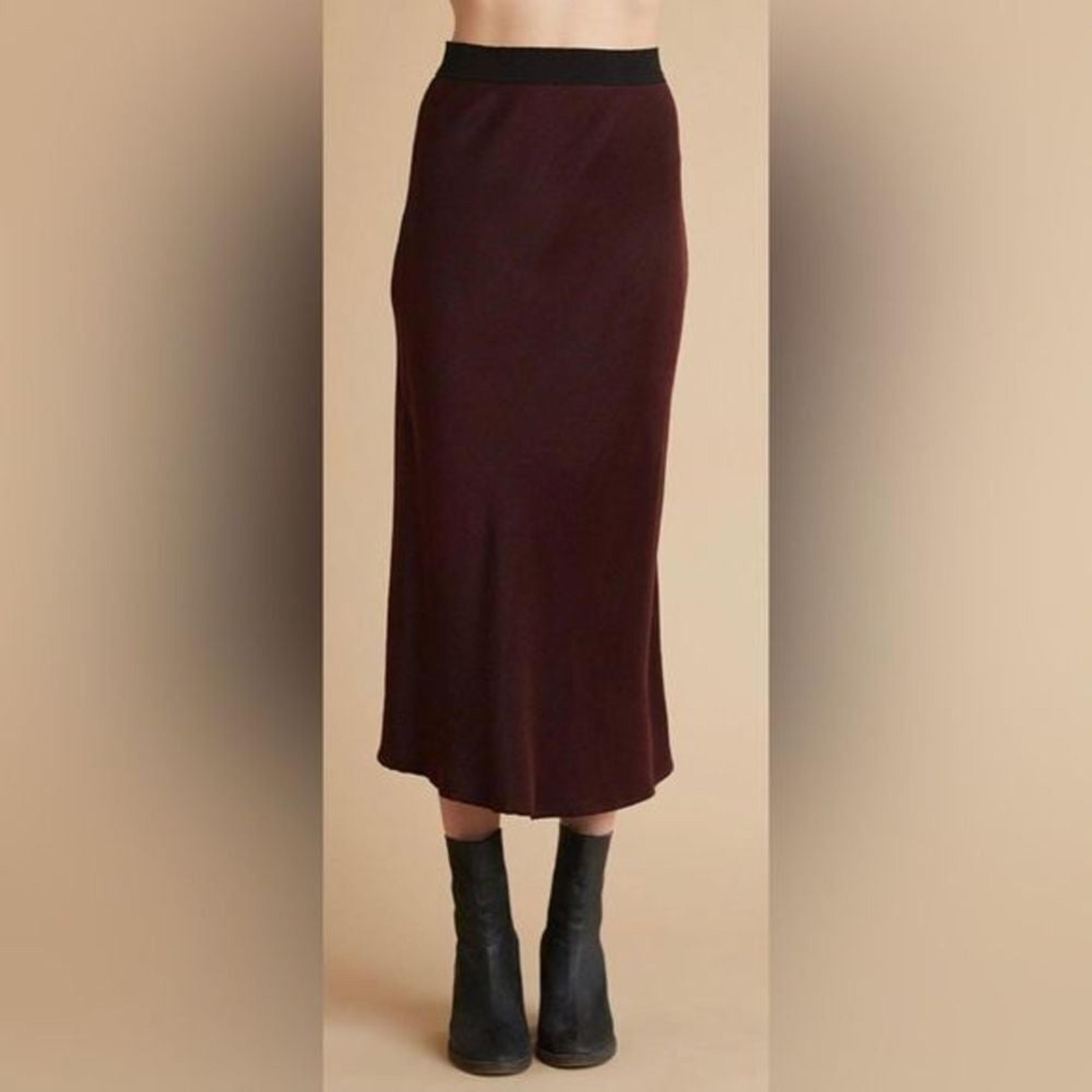 BELLA Dahl Skirt Womens Elastic Waist Shirt In Luxe Touch Cupro Merlot size PS