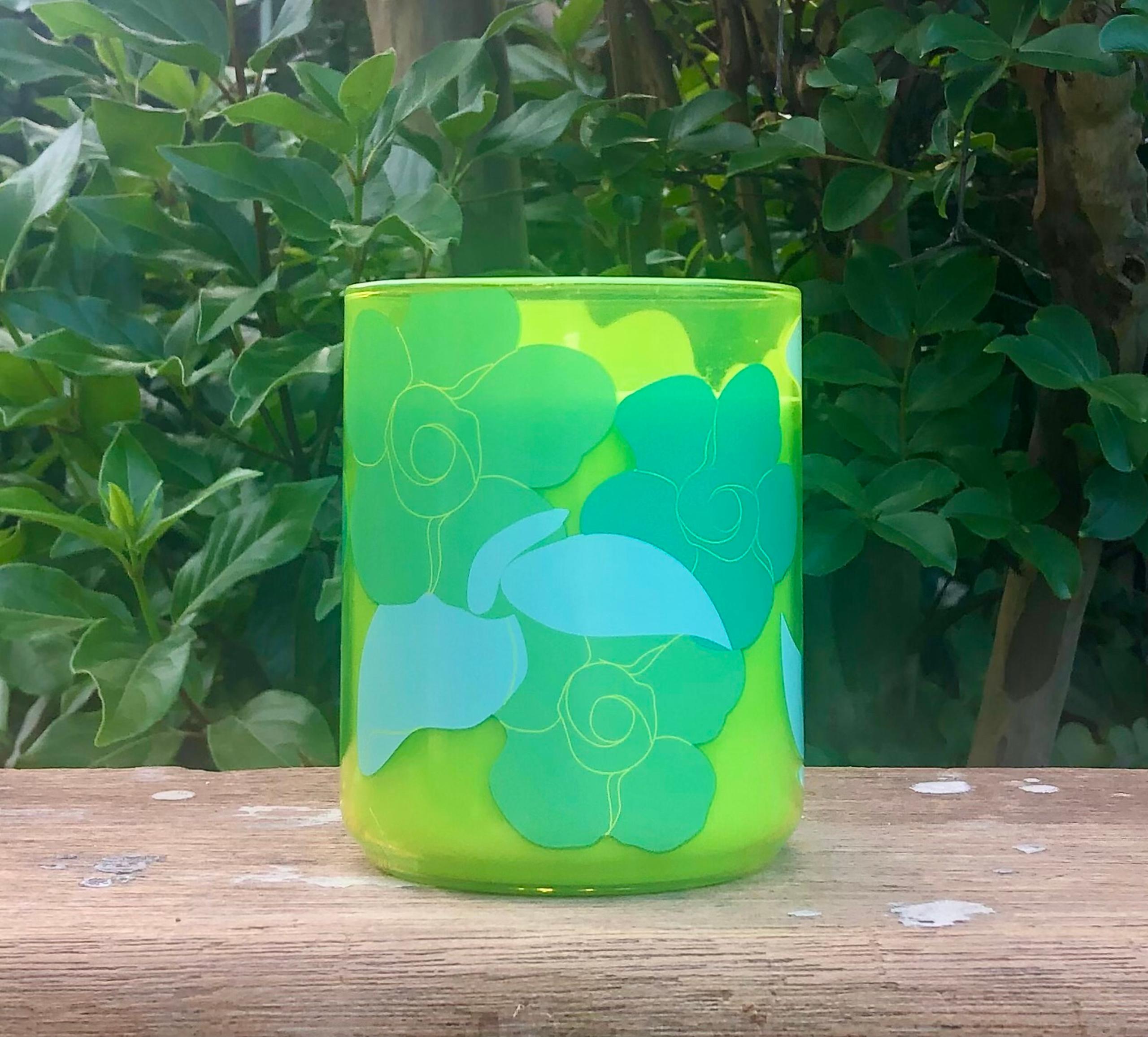 Anthropologie Neon Fruity Nectarine Mint Glass Single Wick Candle
