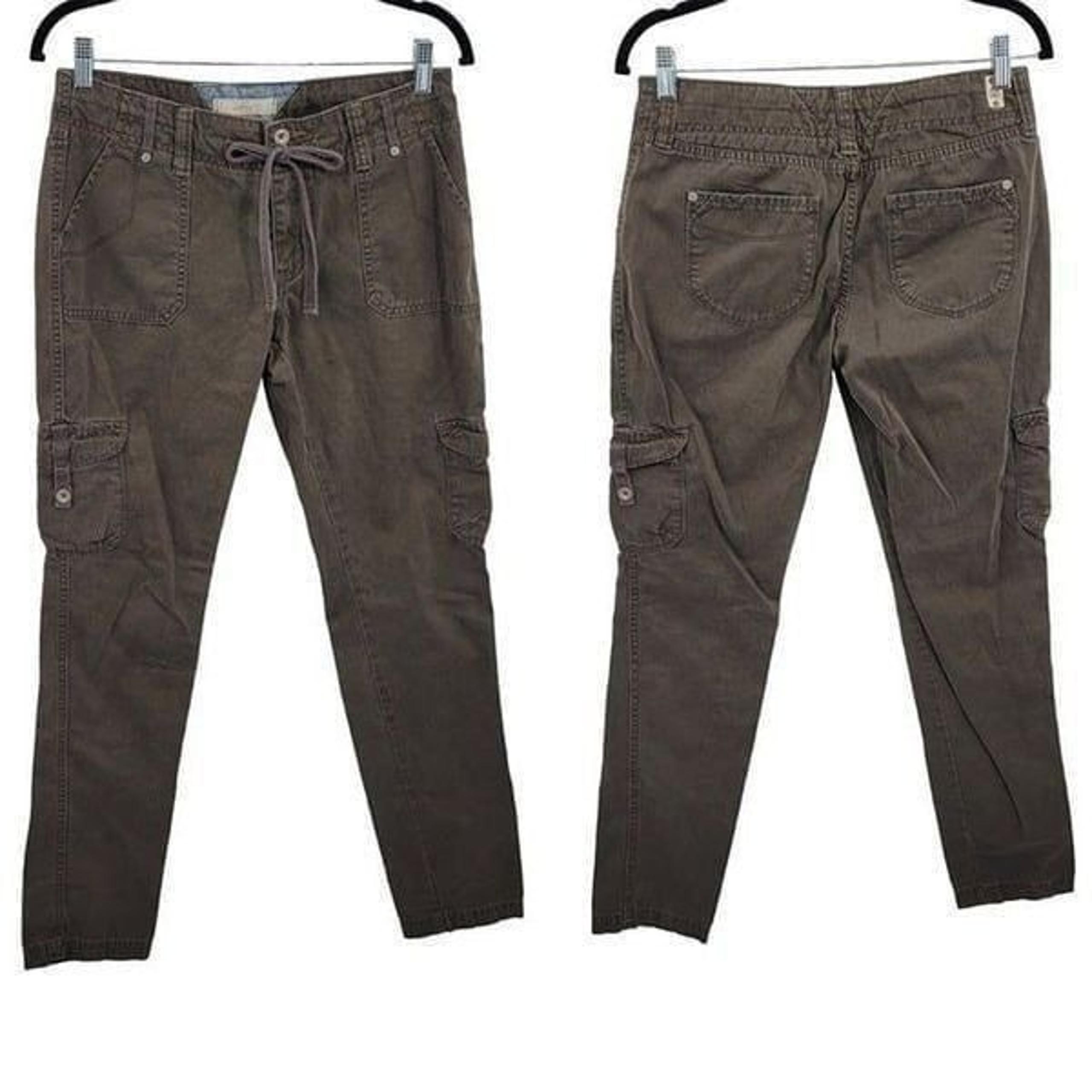 Womens Y2K Levi's Low Rise Tapered Cargo Pants 4M Army Green Drawstring Pockets