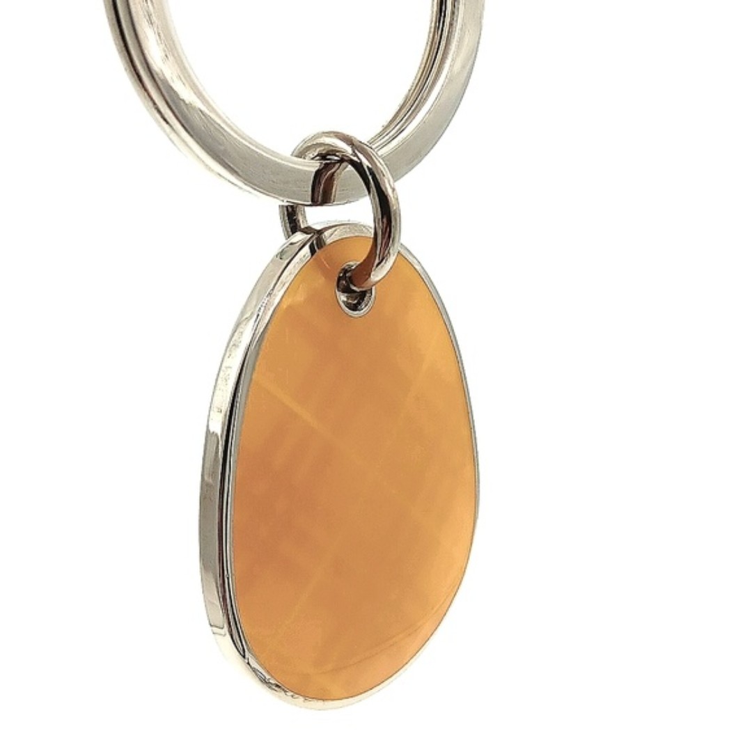 Vintage BURBERRY Nova Check Oval Teardrop keychain fob charm in Yellow