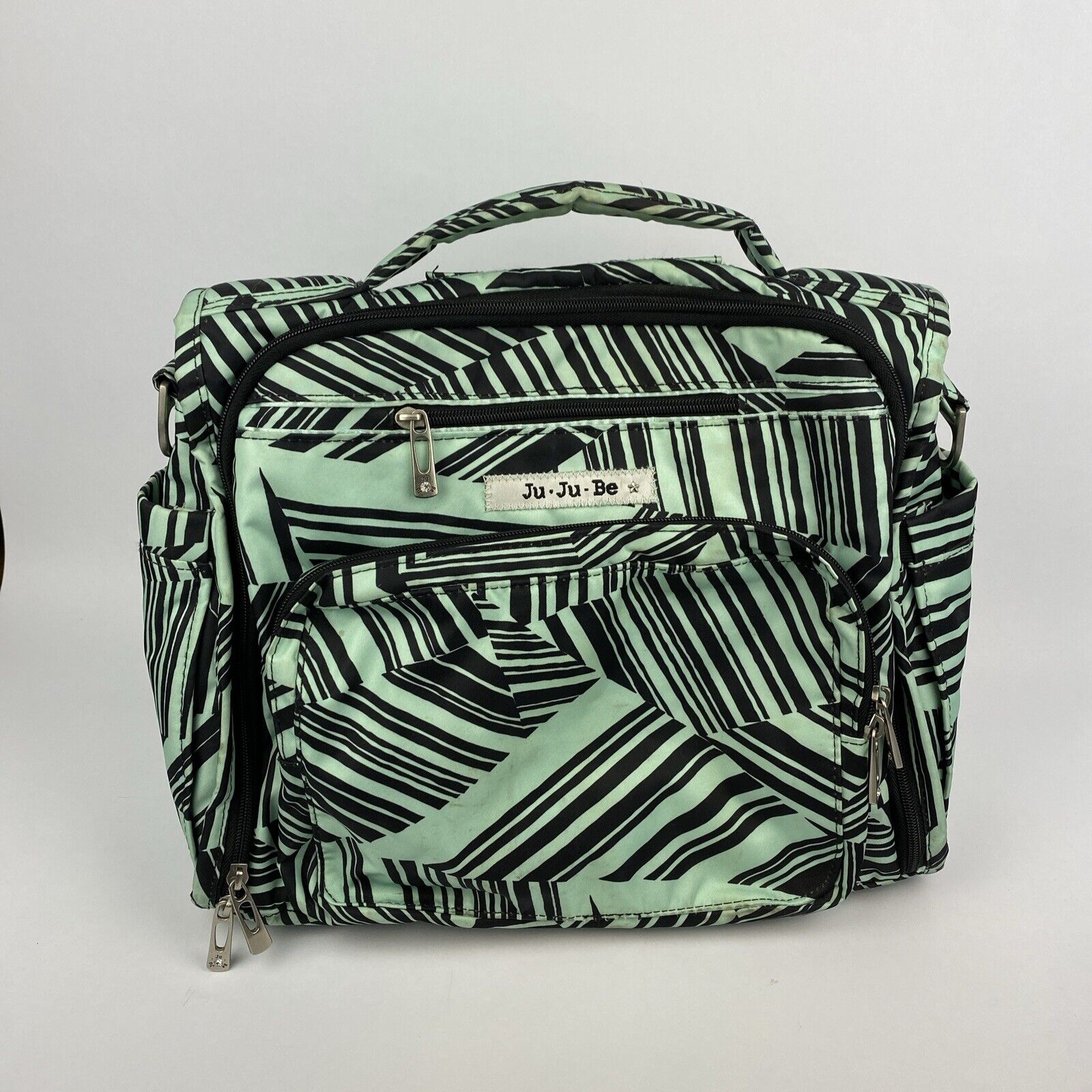 Ju Ju Be Baby Diaper Travel Bag “Be Prepared” Mint Chip Black Stripes