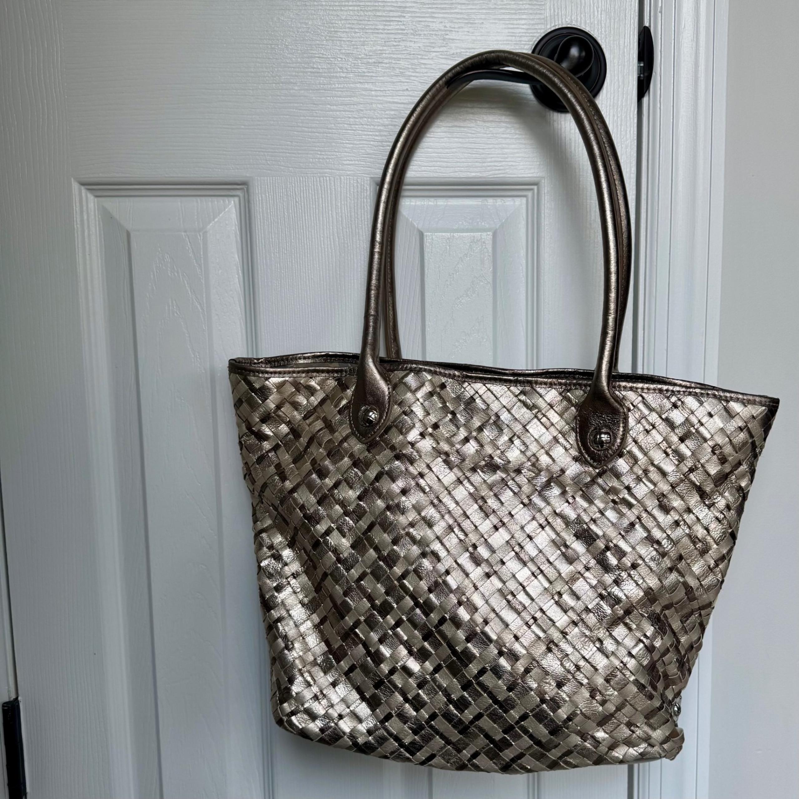 Vintage Elliott Lucca Woven Metallic Shoulder Bag Large Slouchy Boho Purse