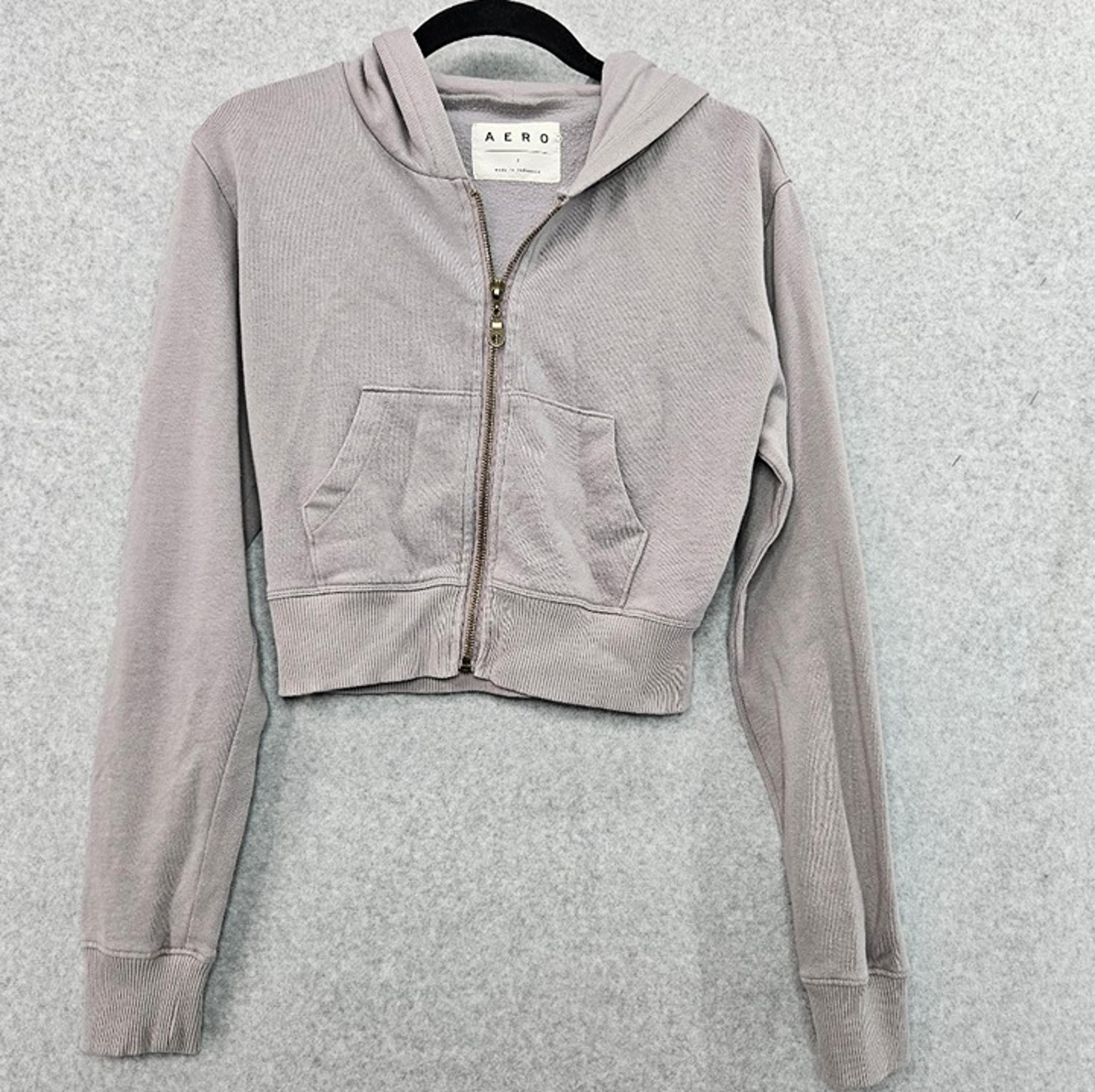 AERO Cropped Full Zip Hoodie Juniors Grayish Purple