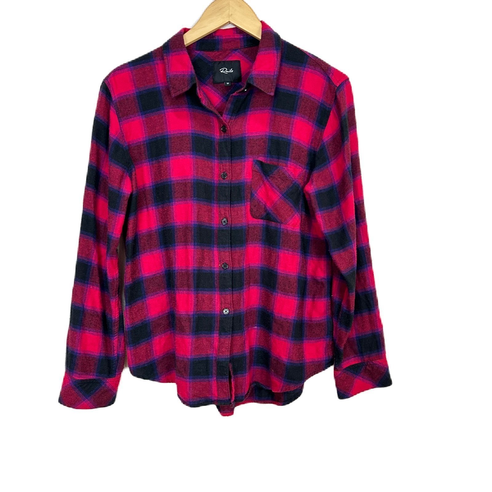 Rails Milo Black Cherry Violet Plaid Button Down Top Women’s Sz Medium