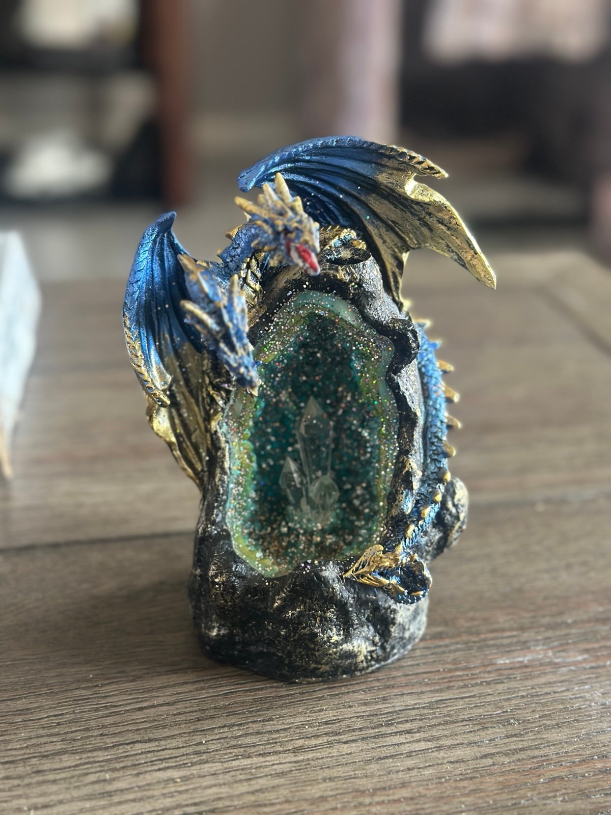 Q-Max 7 H Blue Dragon and crystal Backflow incense burner