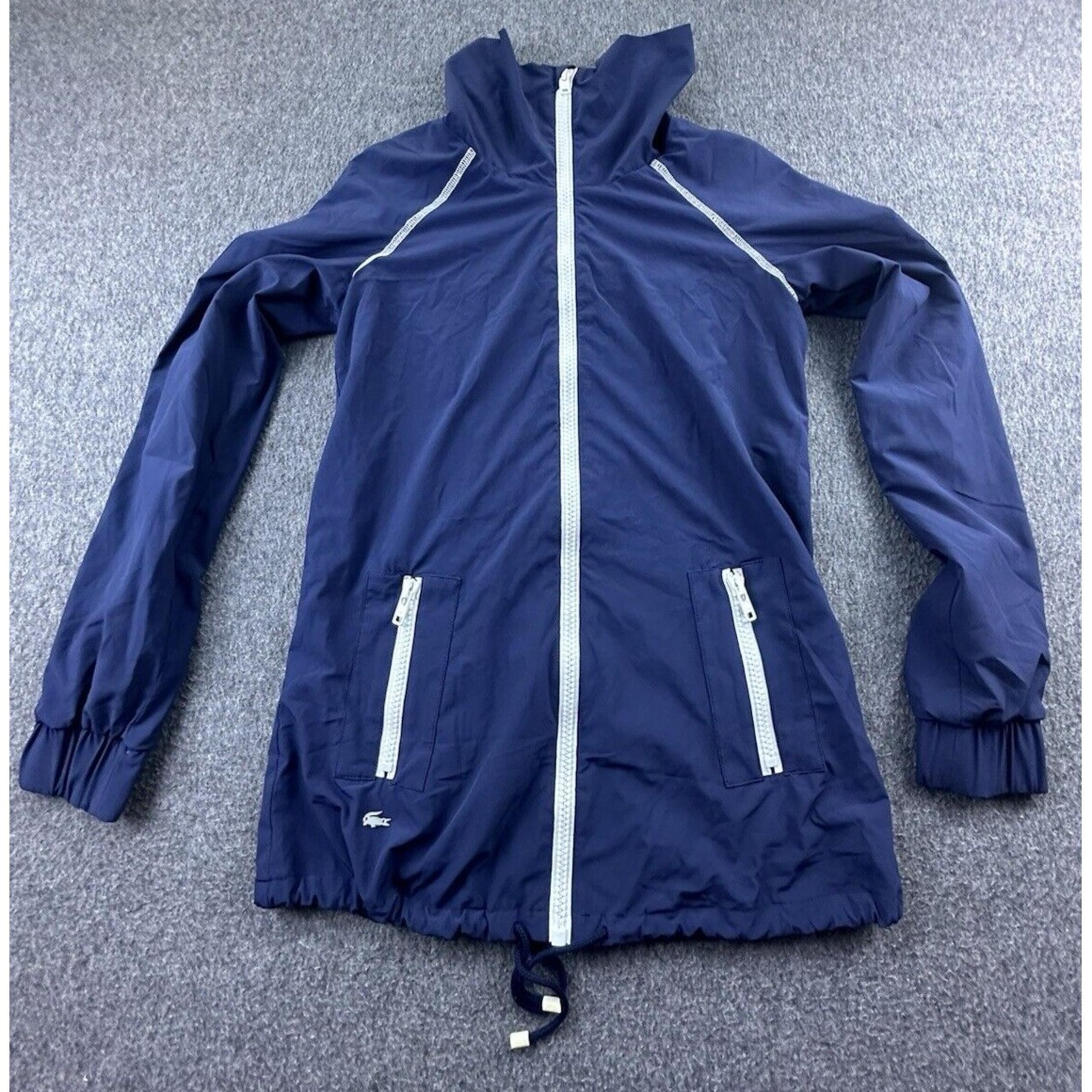 Lacoste Jacket Womens 32 Navy Blue Sports Full Zip Pockets Lightweight Active