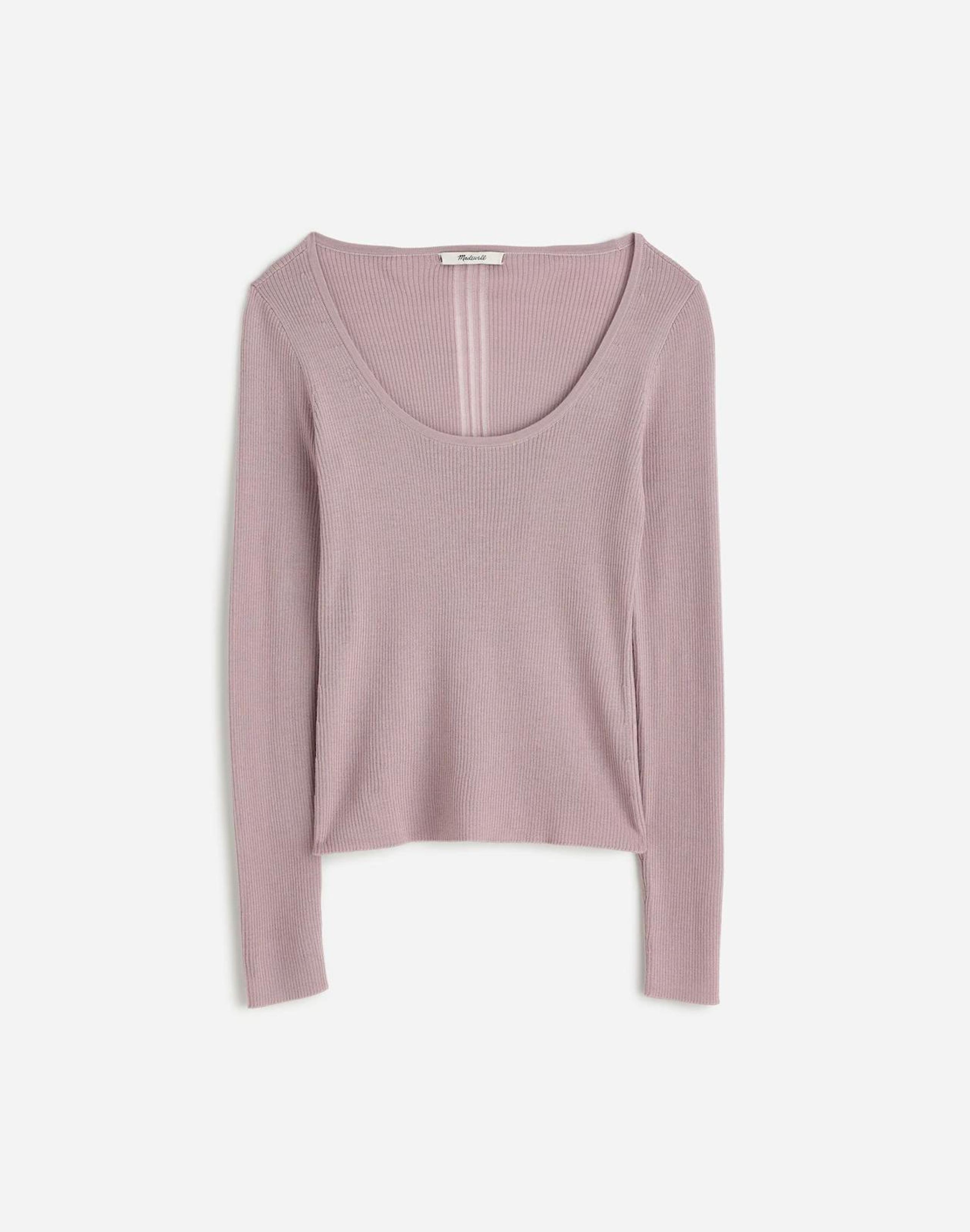 Madewell Merino Wool-Silk Blend Scoopneck Sweater XXS Heather Silver Lilac