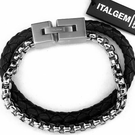 ITALGEM STEEL Men Steel,Leather Bracelet