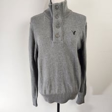 2008 American Eagle Classic Fit Mens Medium Gray Long Sleeve Turtle Neck Sweater