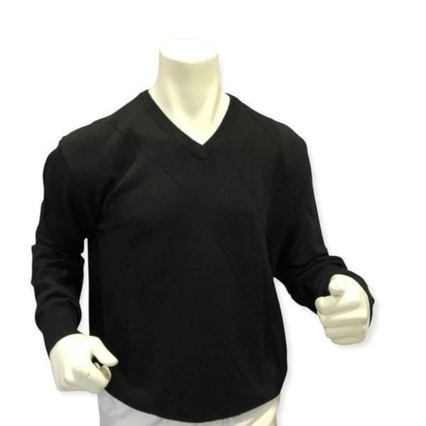 LINEA ROSSO Black Designed V Neckline Wool Blend Long Sleeve Size L