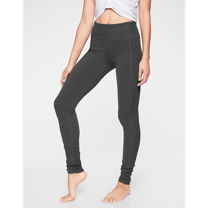 Athleta Women's Grey Barre Stirrup Tight Leggings Elastic Waist Pull-On Ruched S
