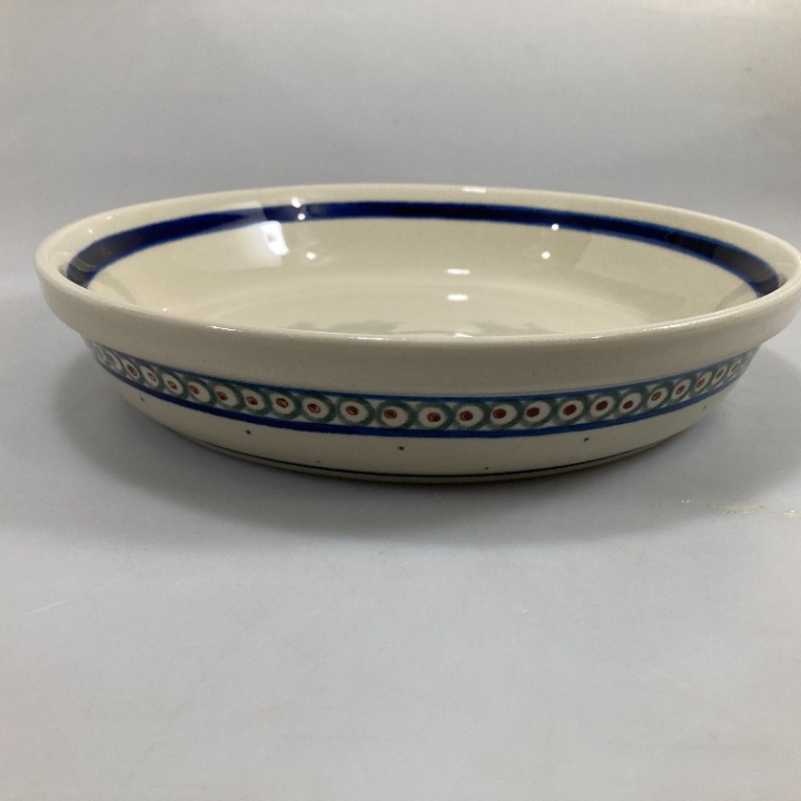 Bolesławiec Polish Pottery Round Serving Bowl Dish 9 x 2 Handmade in Poland
