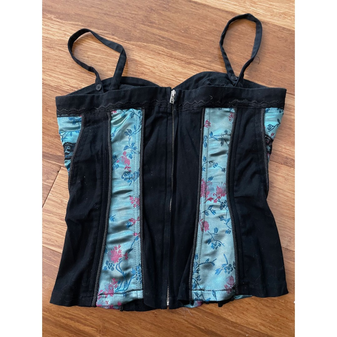 Tripp NYC turquoise satin corset top small