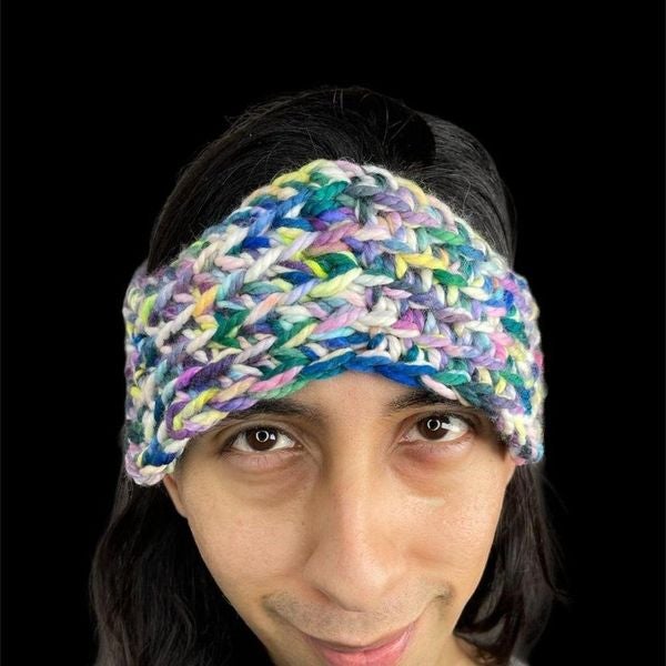 Crochet Anime Cosplay Headband Cottagecore Rainbow Crown Winter Ski Handmade