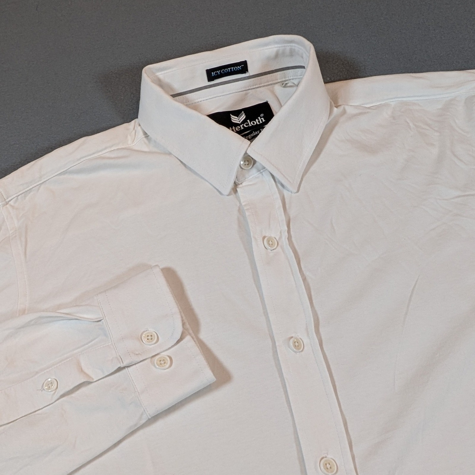 Buttercloth Mens Long Sleeve Icy Cotton Button Down Shirt Regular Fit Size L