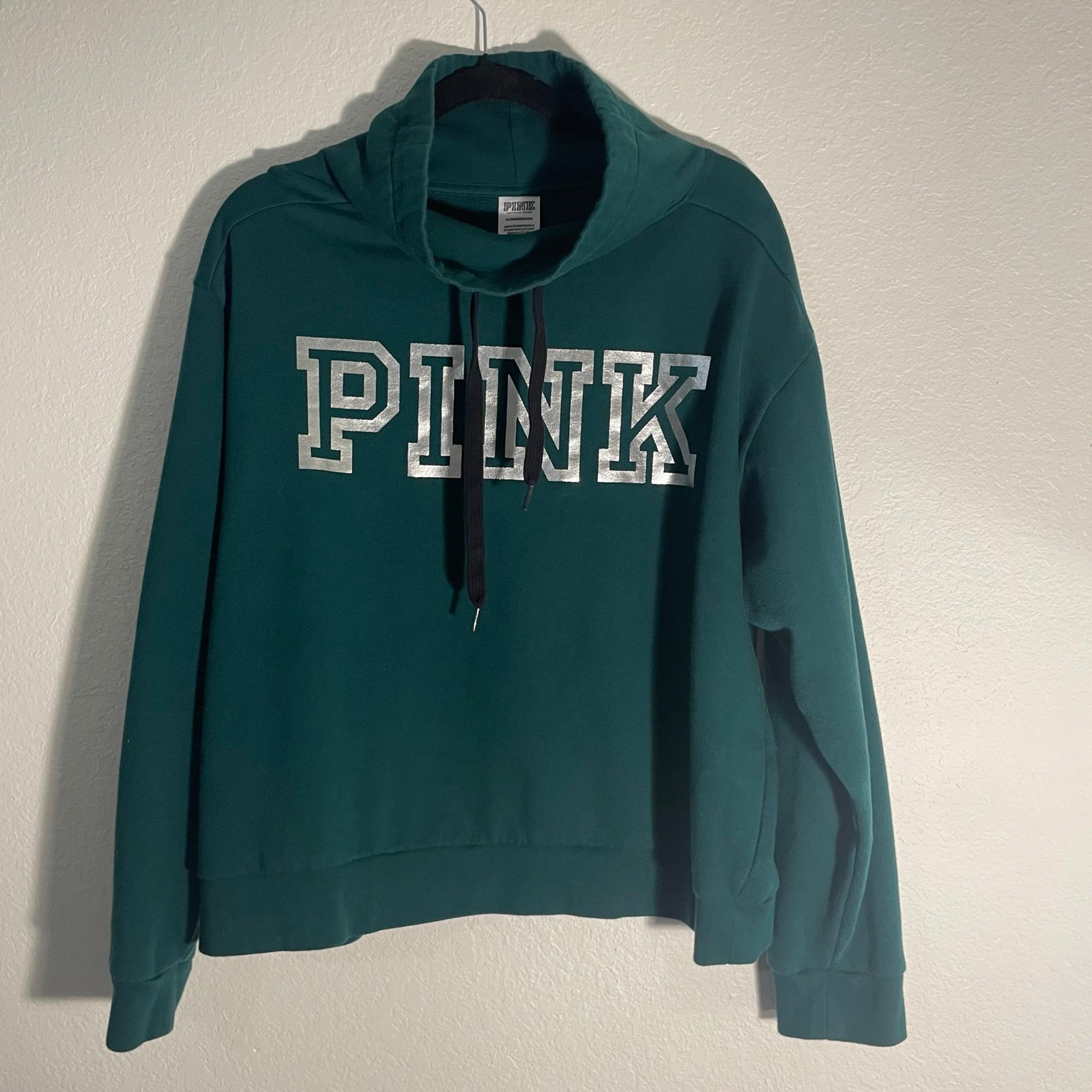 PINK Victoria's Secret cowl neck Hoodie for Women XL forest green lounging