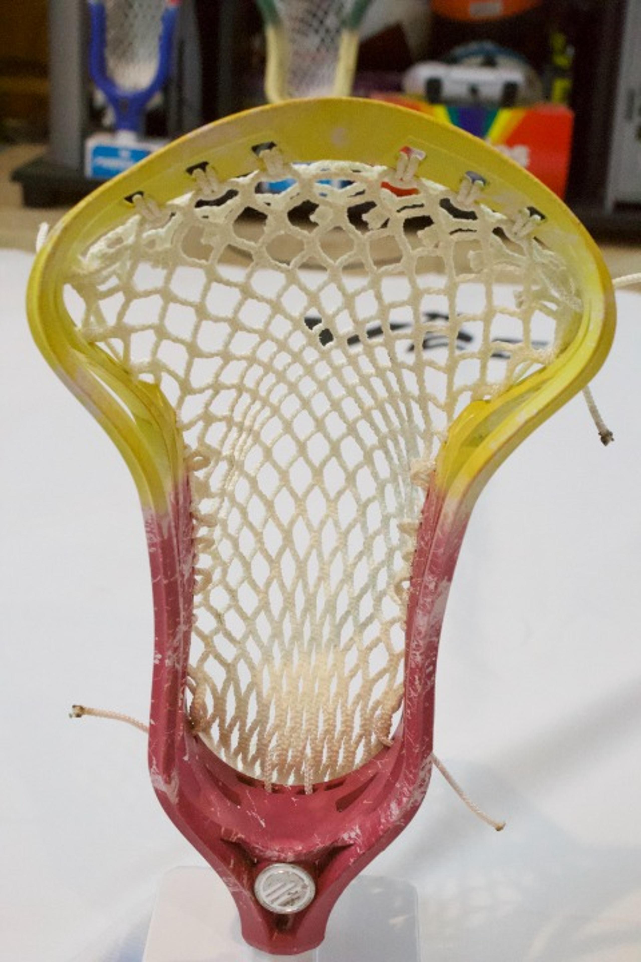 Men's Maverik Kinetik Maroon and Yellow Marble Dye Strung Lacrosse Head