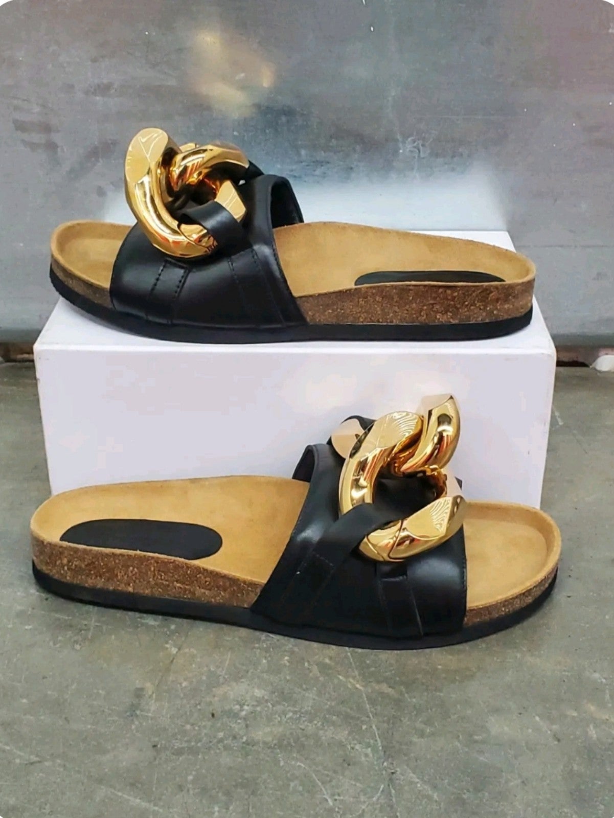 JW Anderson Chain Loafer Slides Black & Gold Size EU Size 42   100%AUTHENTIC WE