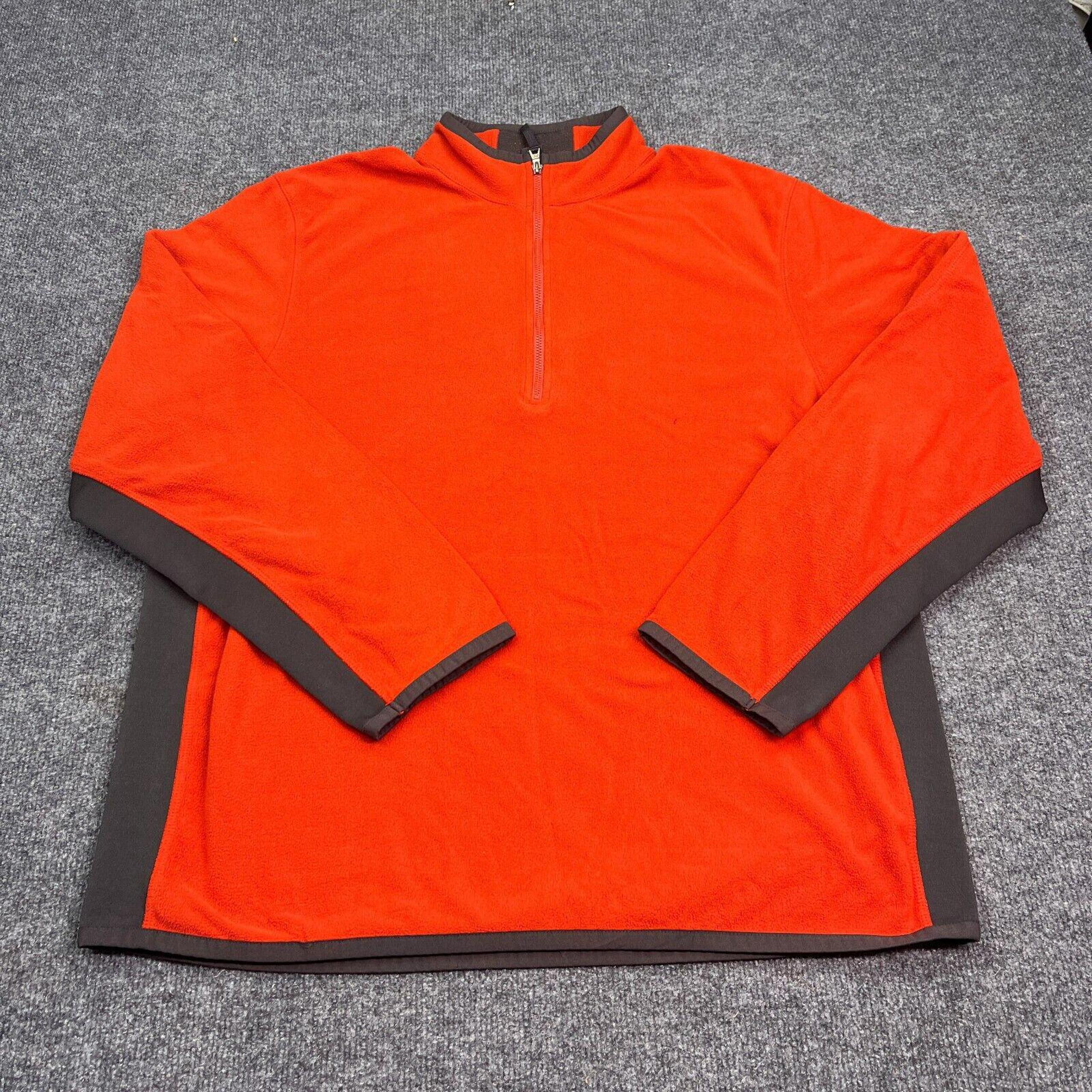 Banana Republic Fleece Jacket Mens Size XL Orange Gray 1/4 Zip Pullover