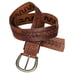Fossil Unisex Multi Brown Leather Belt sz Small Western X Stitch Patchwork Boho