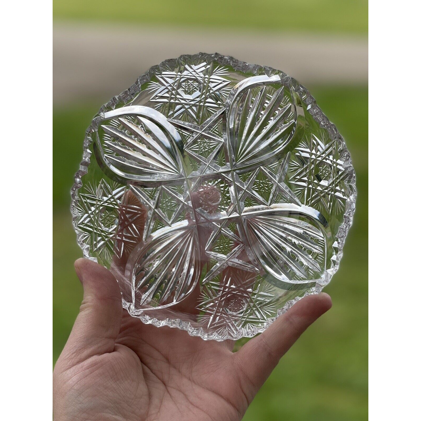 Maple City Cut Glass Nappy Delphic American Brilliant Period ABP Bowl Candy Dish