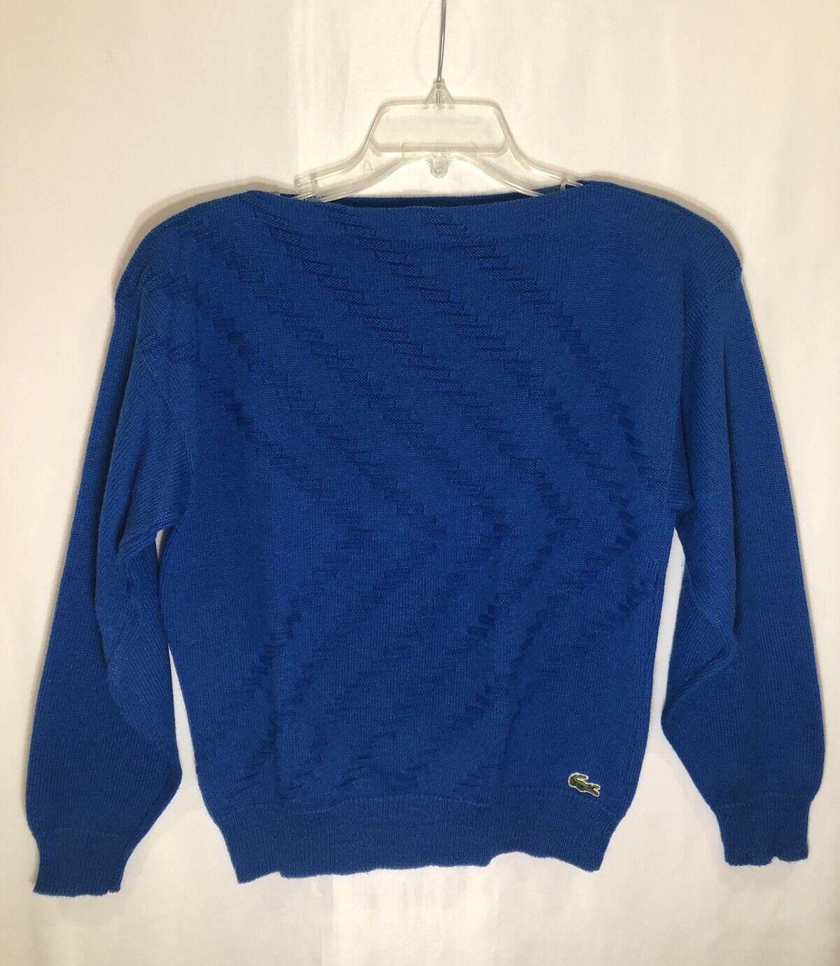 Vintage IZOD LACOSTE Knit Blue Sweater Petite Women’s (Size L) Made In USA