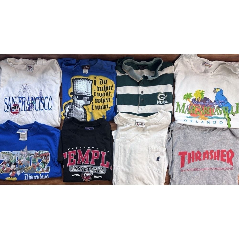 Vtg T Shirt Lot x8 Mostly Mens/Boys All Sizes y2k 90s Simpsons Disney Thrasher