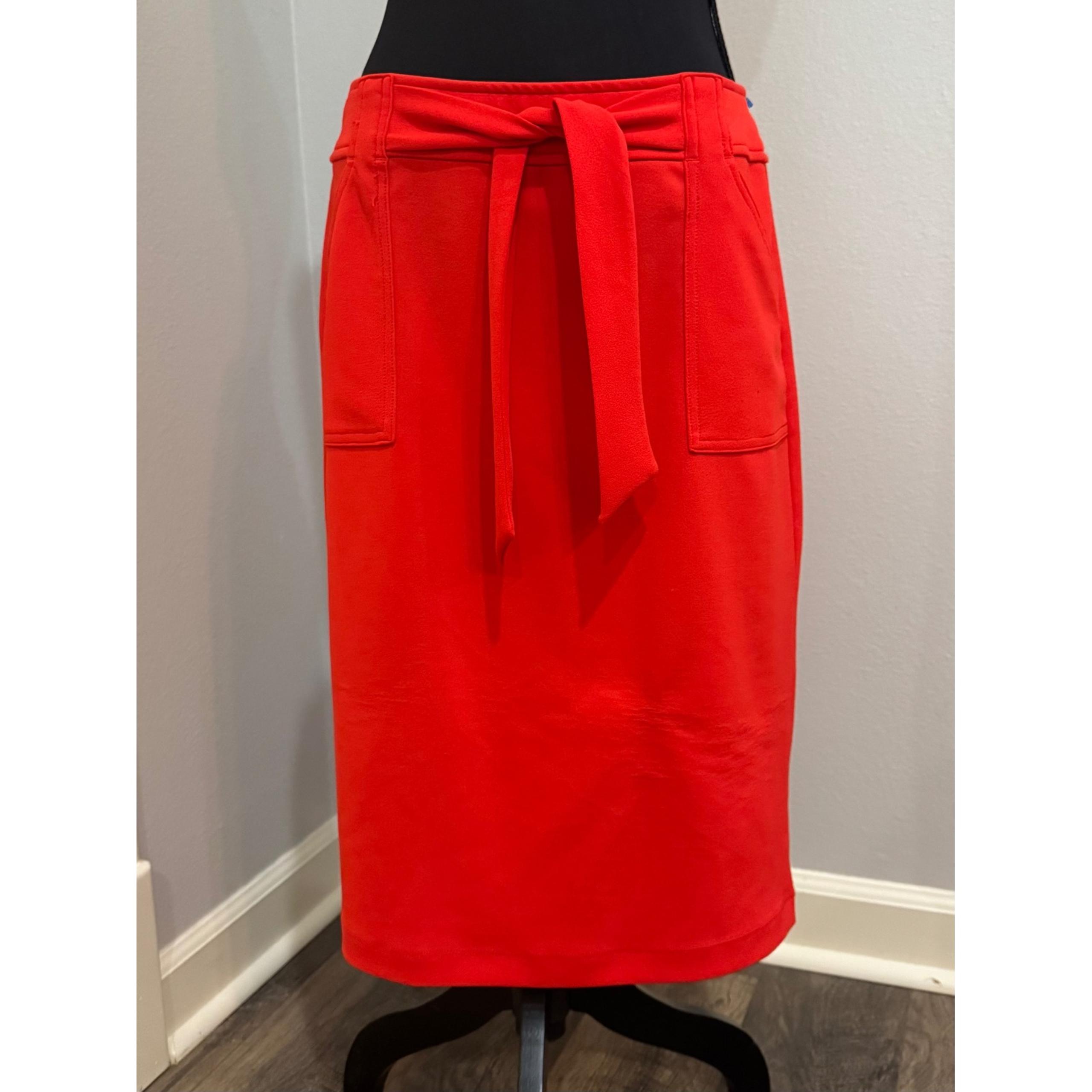 SOHO Apparel Ltd. Red Pencil Skirt Career Wear with Belt Pockets M