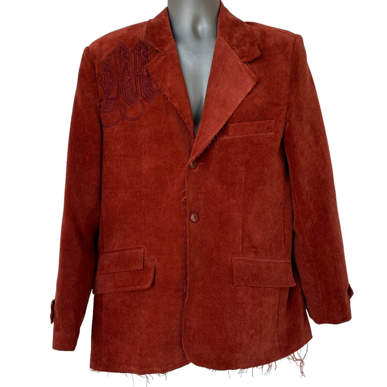 Metafuori Blazer Steampunk Orange Burgundy Embroidered Jacket Men's Size Medium