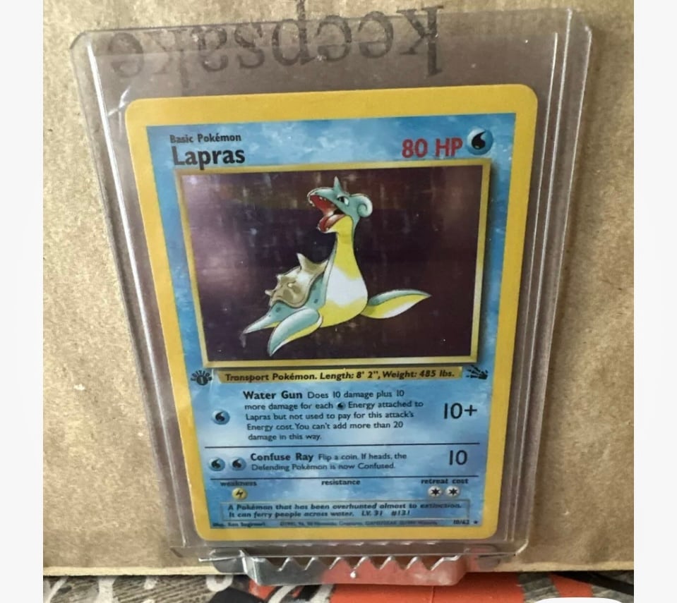 1999 Pokemon Fossil Lapras - 1st Edition Holo #10 - Excellent condition- Rare