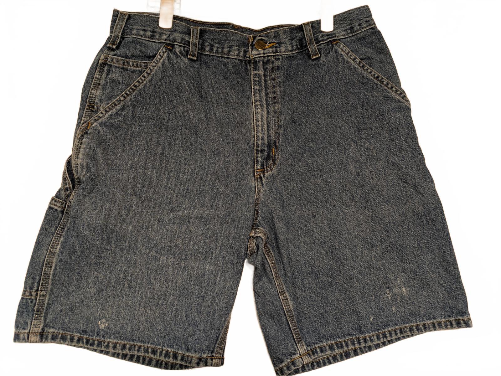 Carhartt Classic Blue Denim Jean Shorts Jorts Mens Size 34 100% Cotton Carpenter