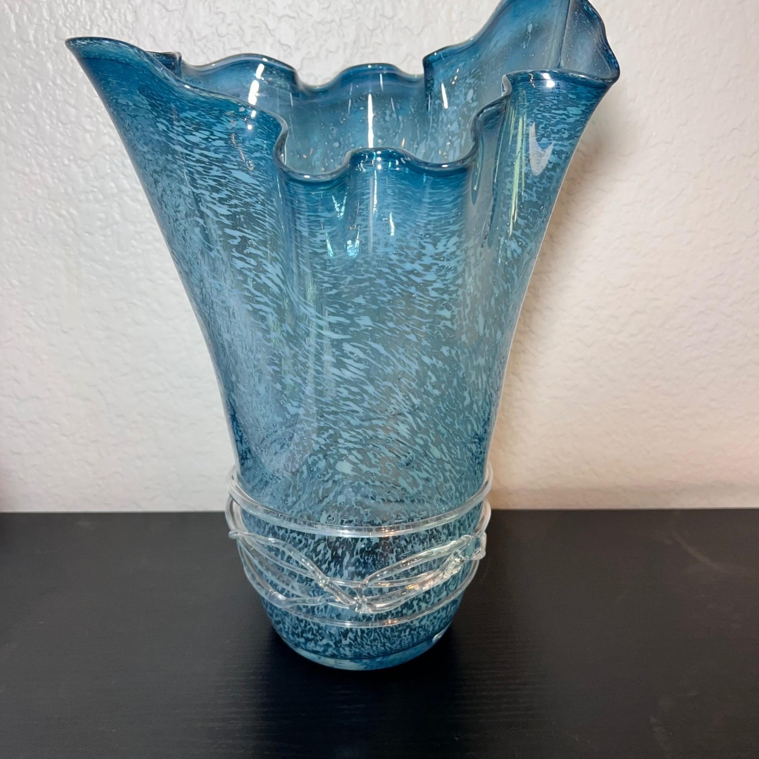 LG VTG Ruffel Jackin Pulpit Design MURANO ART GLASS VASE  Hand Blown