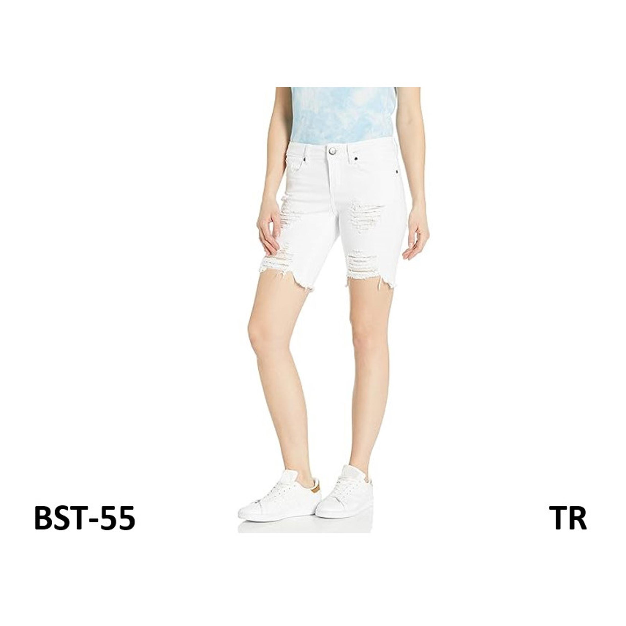 COVER GIRL Jeans Juniors Denim Shorts Booty Bermuda Mid Rise Basic Ripped 1/2